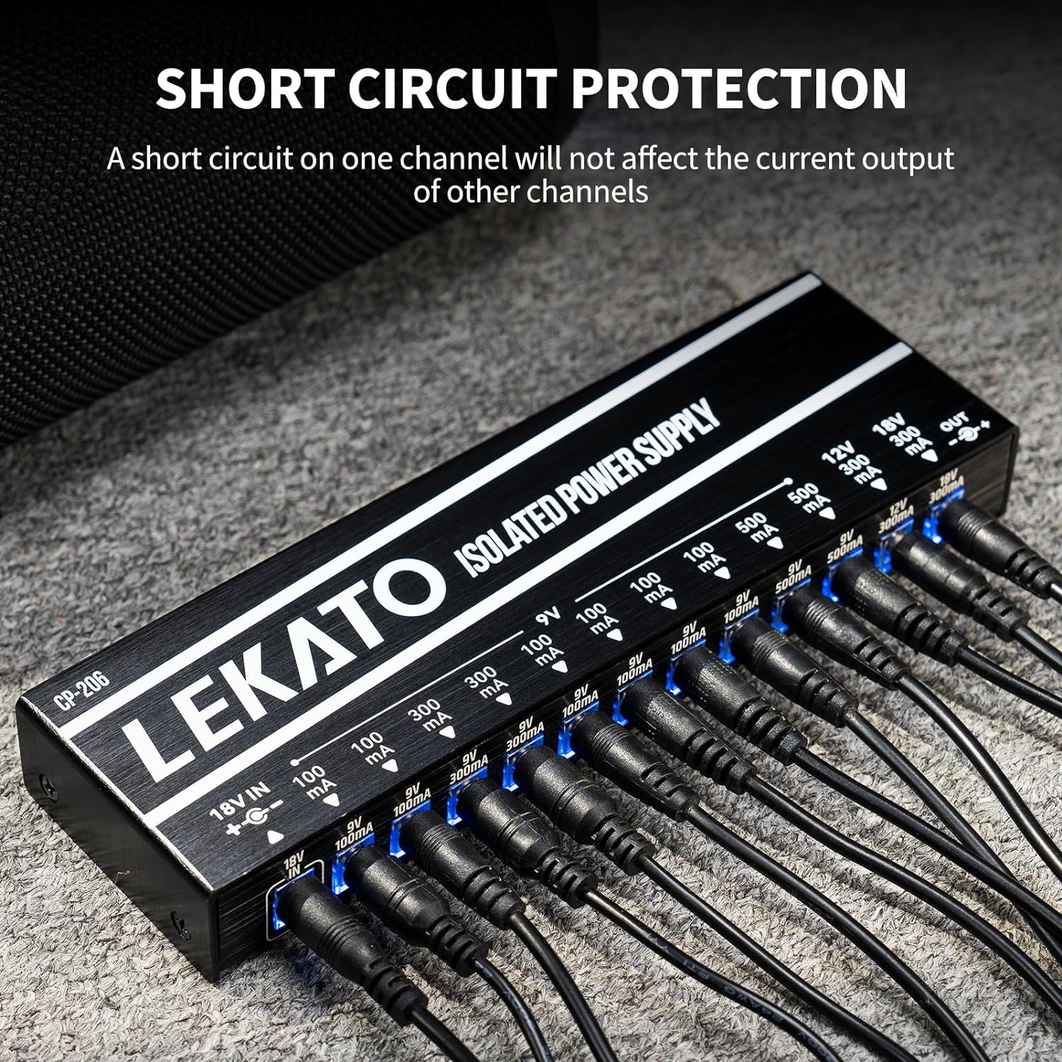 LEKATO 12 Ports True Isolated Guitar Pedal Power Supply DC Output 